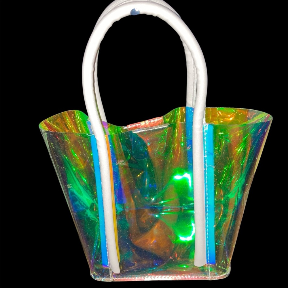 Holographic Tote Bag with White Handles 👜